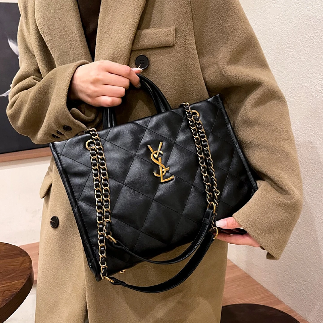 香港正品高级感小香风菱格链条包包女式时尚百搭单肩包通勤托特包