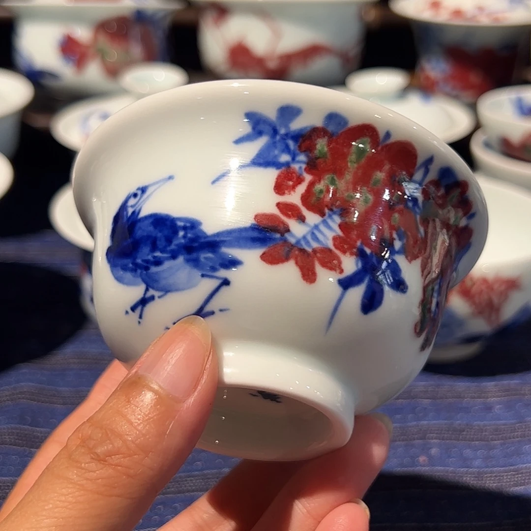 摆件原矿青花釉里红瓷器微瑕