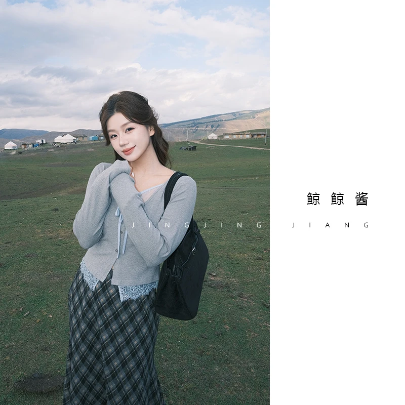 ZOZ鲸鲸酱 【叠境蕾韵】设计感假两件长袖T恤女秋季新款上衣显瘦