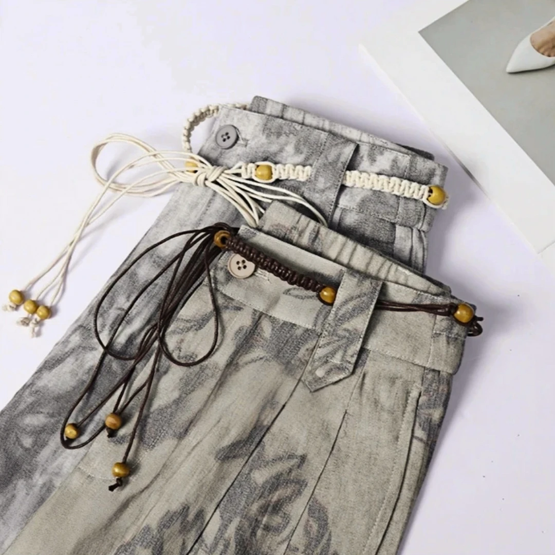 RR8天丝亚麻显瘦直筒窄版阔腿裤3038