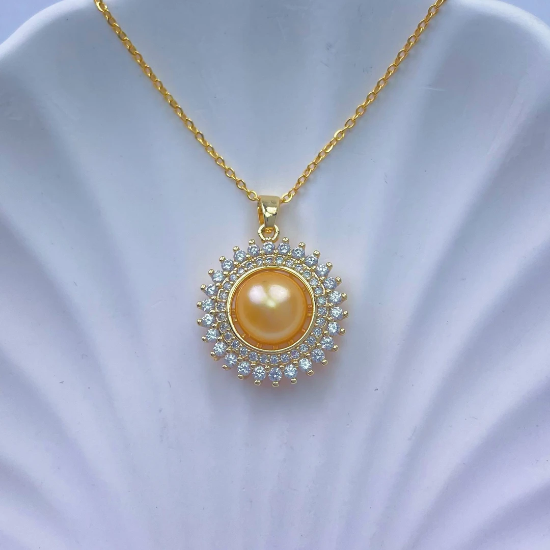 618 / 向阳花金珠吊坠 重工镶嵌   轻奢时尚  赠链