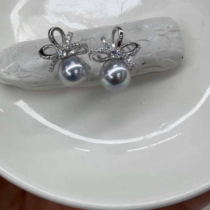 银S925镶嵌耳饰海水珍珠