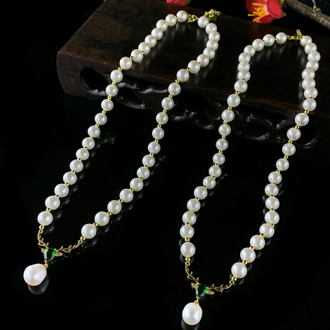 CT11163【福嘟嘟】白贝珠项链-多样性发一件