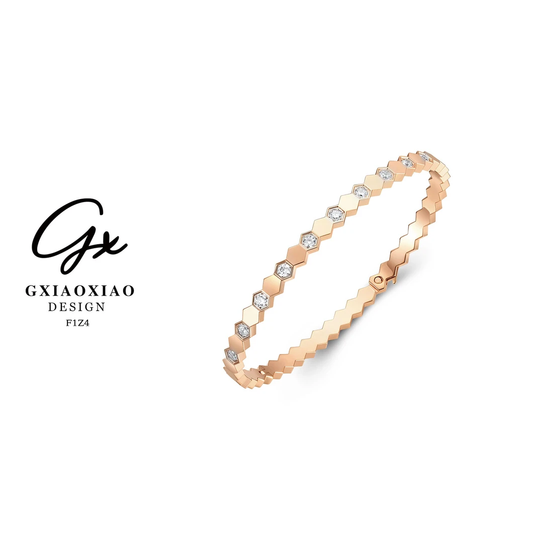 镀K金【定制锆石版】轻奢气质百搭蜂巢手镯F1Z4 F1Z5