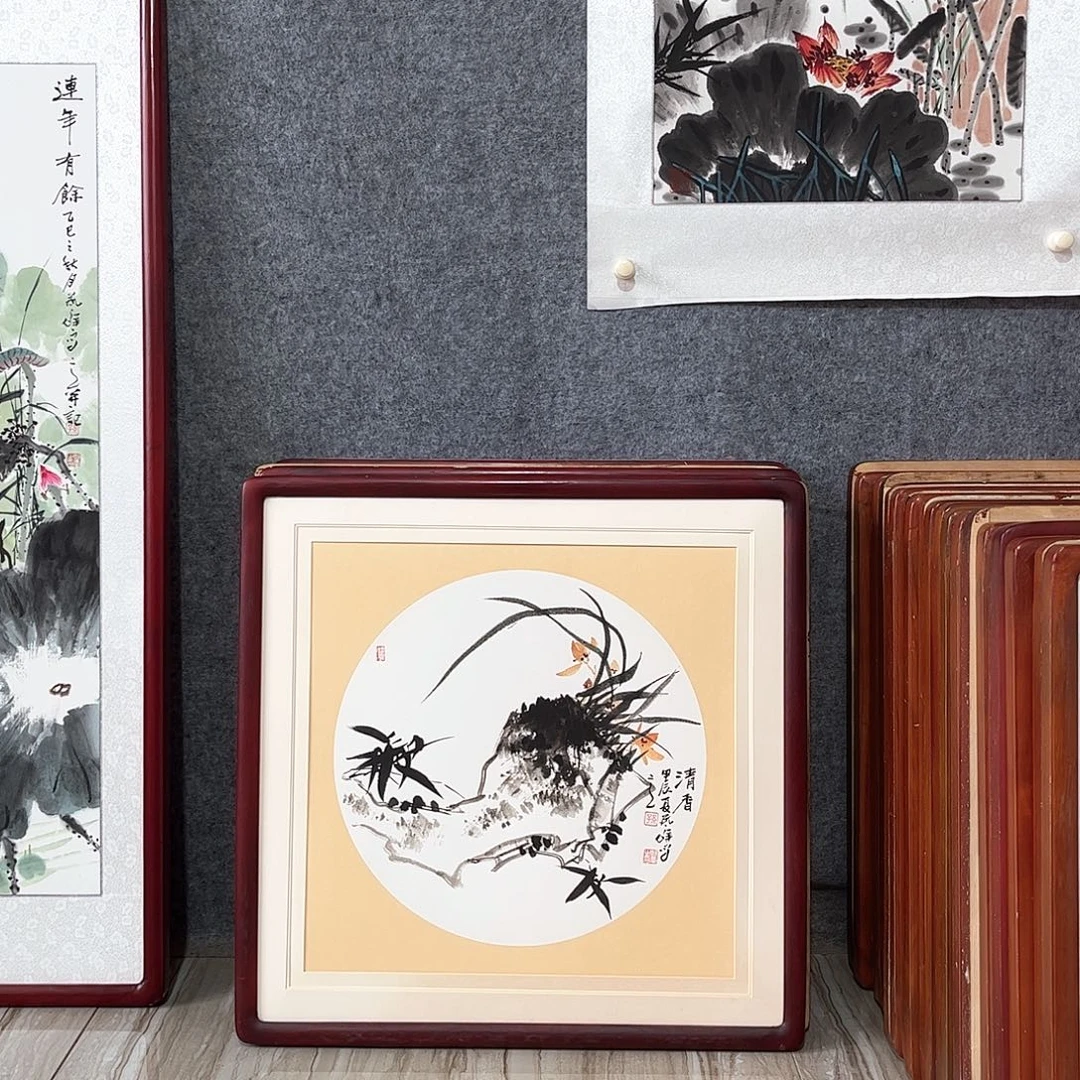 国画书画作品带框63×63