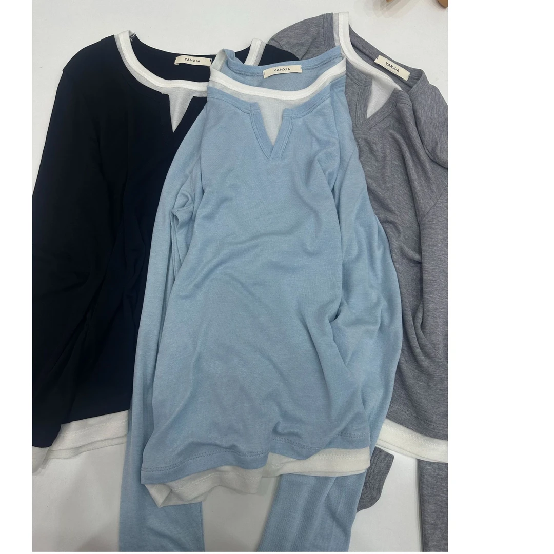 “休闲日常” 莱赛尔+绵羊毛假两件打底 凉爽冰凉感假两件 W-101