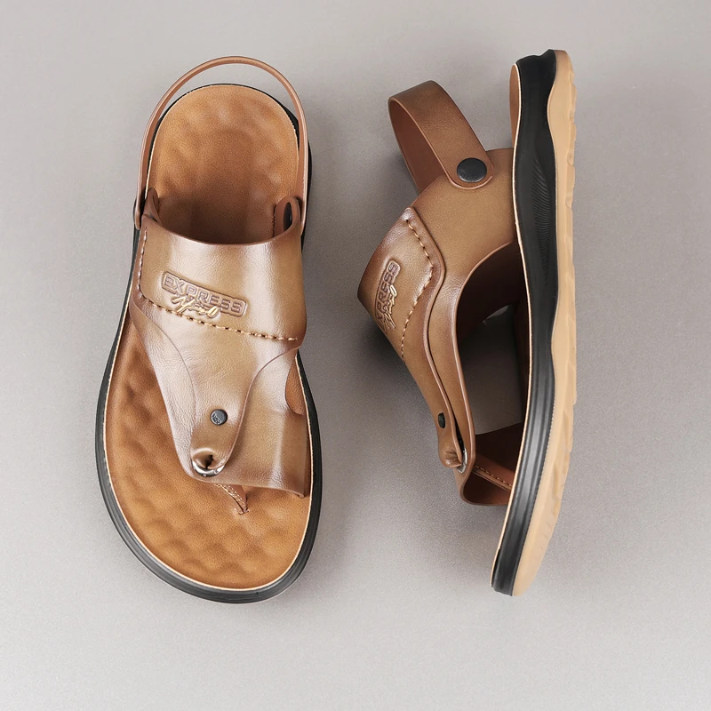 2025夏季新款男款休闲时尚牛筋底防滑凉鞋外穿厚底防水夹脚沙滩鞋