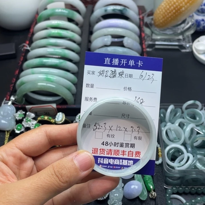 娜***咪翡翠银S925镶嵌耳饰纯天然A货翡翠手镯52圈口