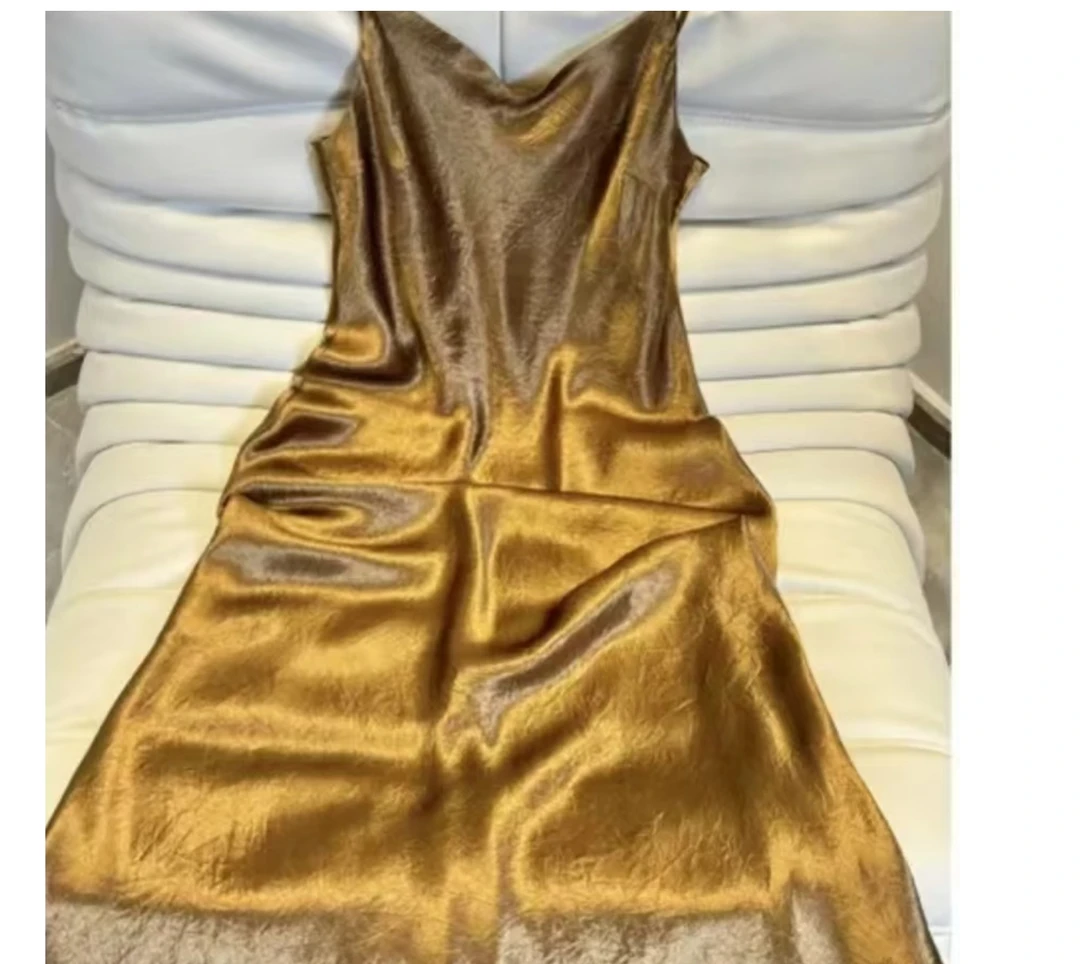 锦夕｜新国风纯色提花女装中长款夏季吊带裙20246859--小清