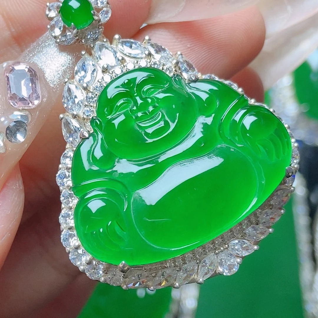 颈饰银S925镶嵌翡翠