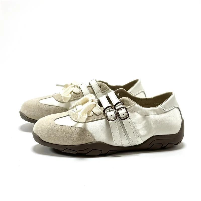 国双排扣空心防滑超软芭蕾鞋夏季透气复古配色道德训练鞋玛丽简鞋