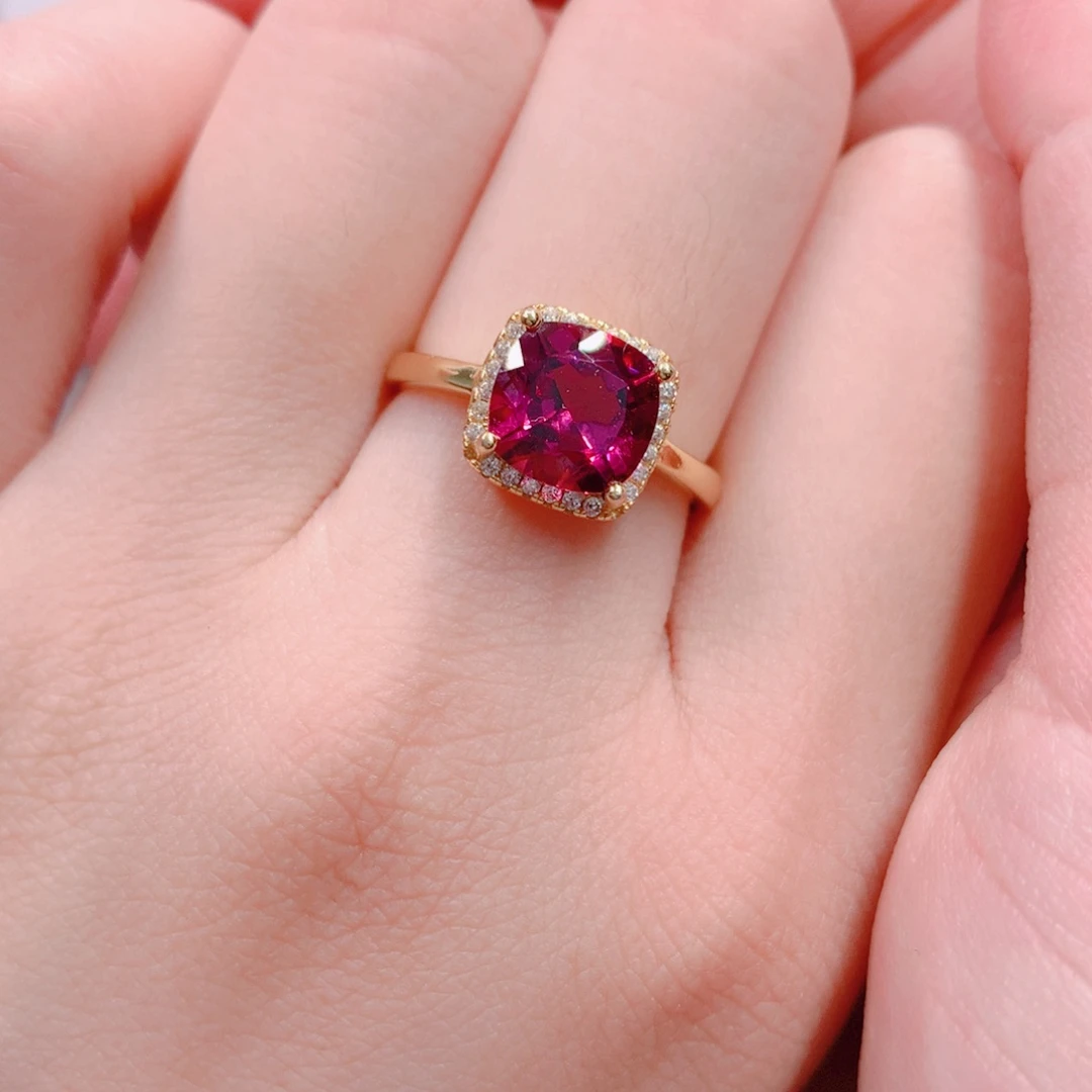 石榴石戒指银S925镶嵌