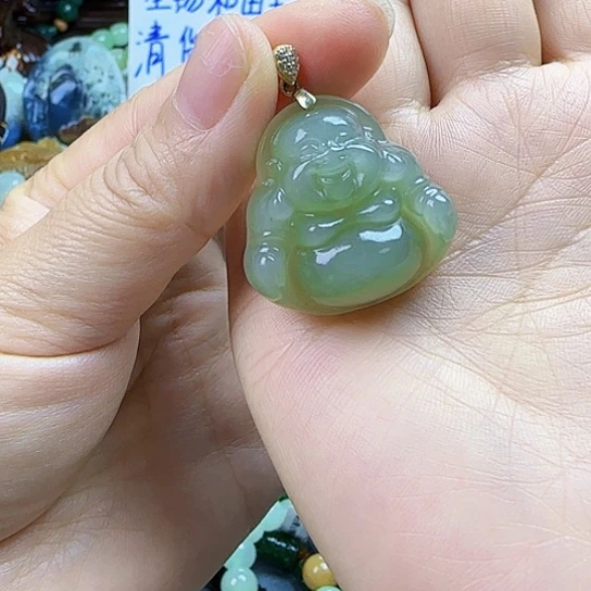 和田玉银S925镀金镶嵌颈饰天**色