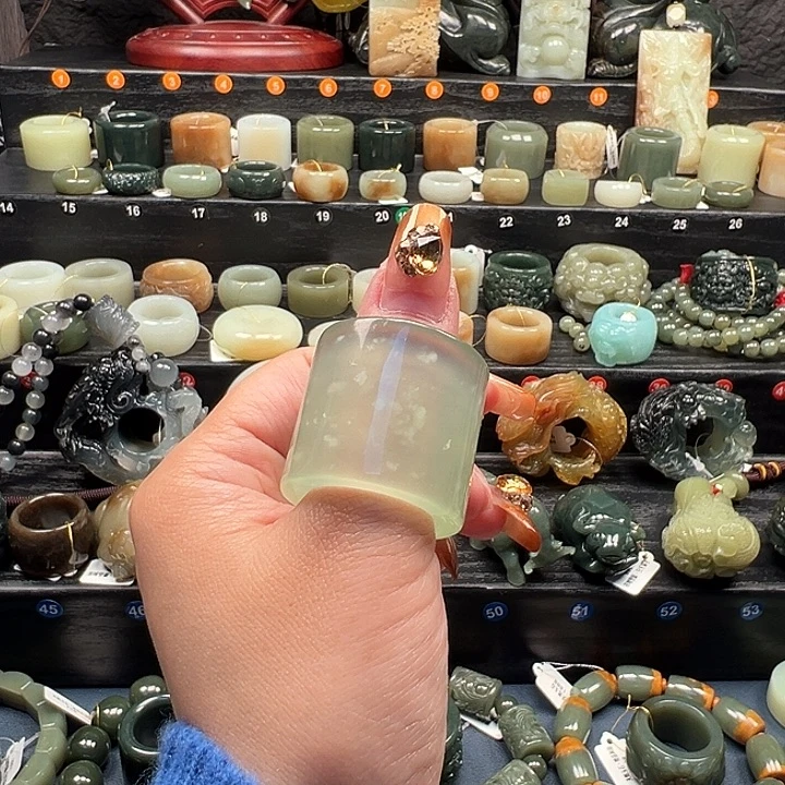 蛇纹石玉未镶嵌戒指内径98