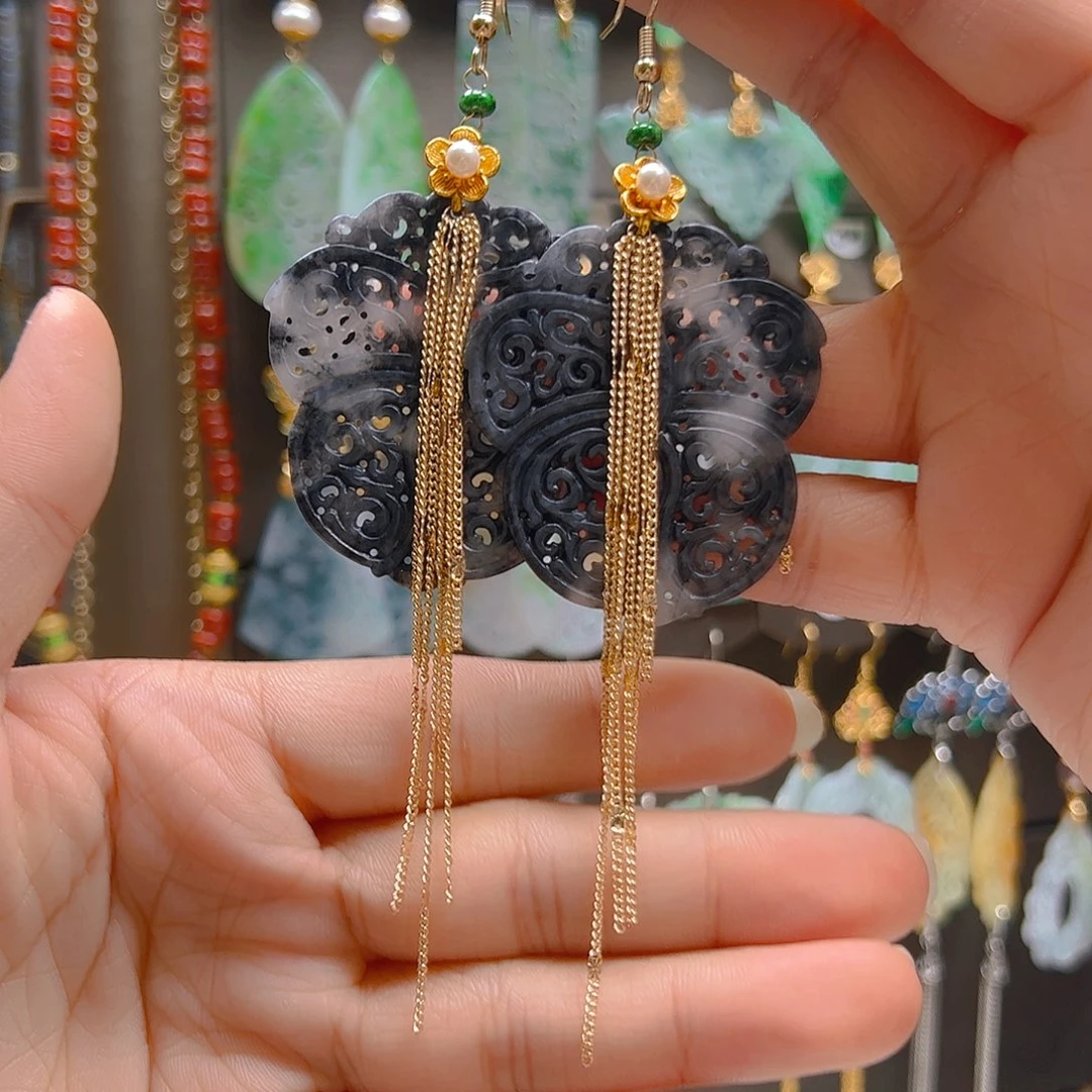 未镶嵌翡翠耳坠翡翠