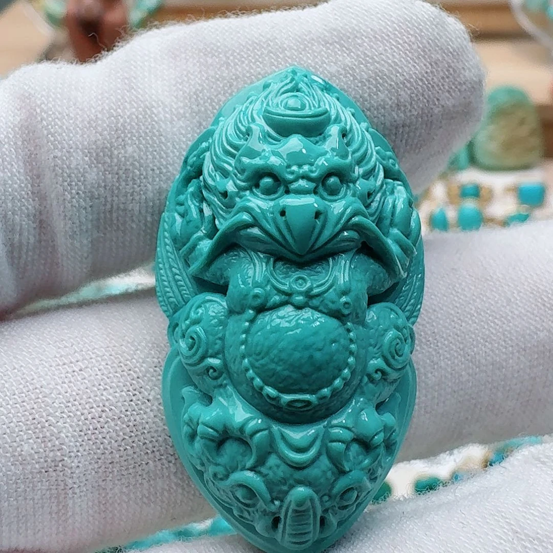绿松石未镶嵌珠宝奇石饱满精工鹏程万里