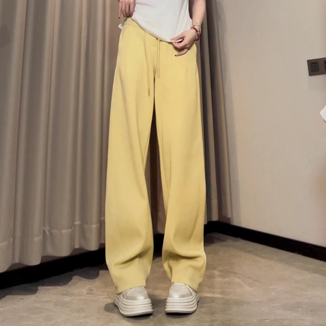 9908春季新款个性纯色宽松休闲弯刀裤