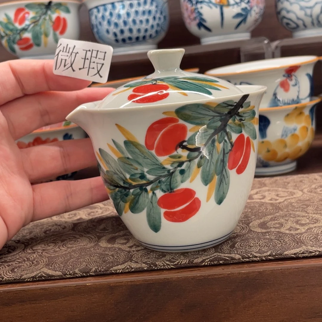 釉下手绘茶具微瑕