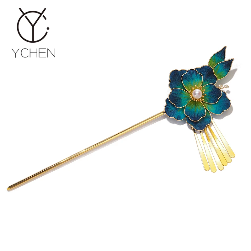 【原创】非遗绒花牡丹花发簪女小众设计轻奢气质精致发钗