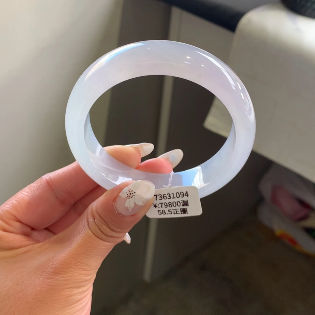 翡翠手镯未镶嵌冰胶粉紫58.5宽版轮胎