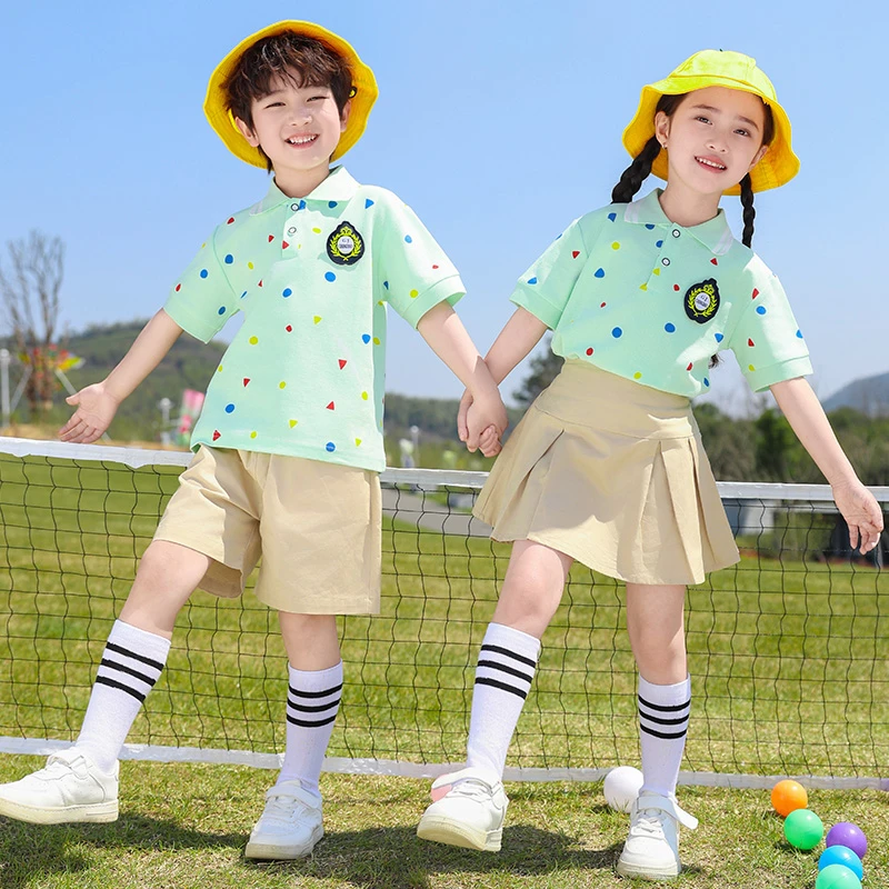 中小学生民族风班服幼儿园夏季休闲风校服服装时尚女童套头学院风