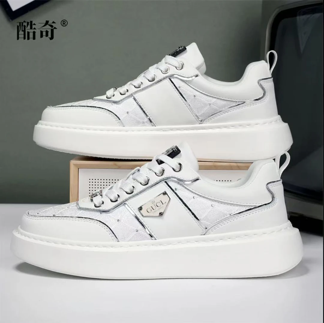 【真皮万针刺绣】--增高5公分男士白银轻奢百搭休闲春季新款KQ6728