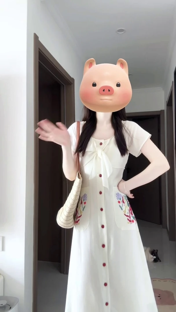法式气质白色单排扣连衣裙女2025夏季新款小个子大方得体显瘦裙子