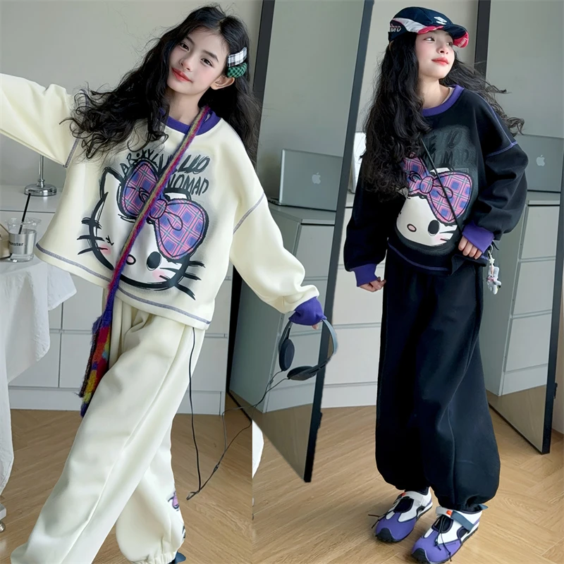 女童卫衣套装运动装春秋款儿童装2025新款洋气宝宝时髦春装两件套