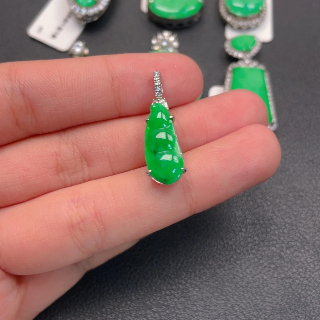 翡翠银S925镶嵌吊坠(不含链)