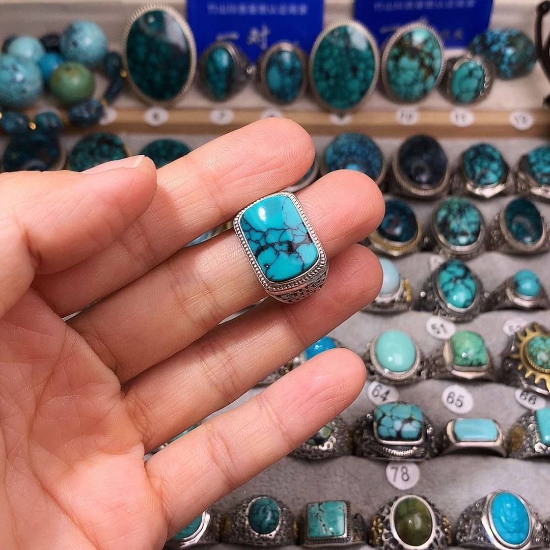 绿松石挂件银S925镶嵌了****民