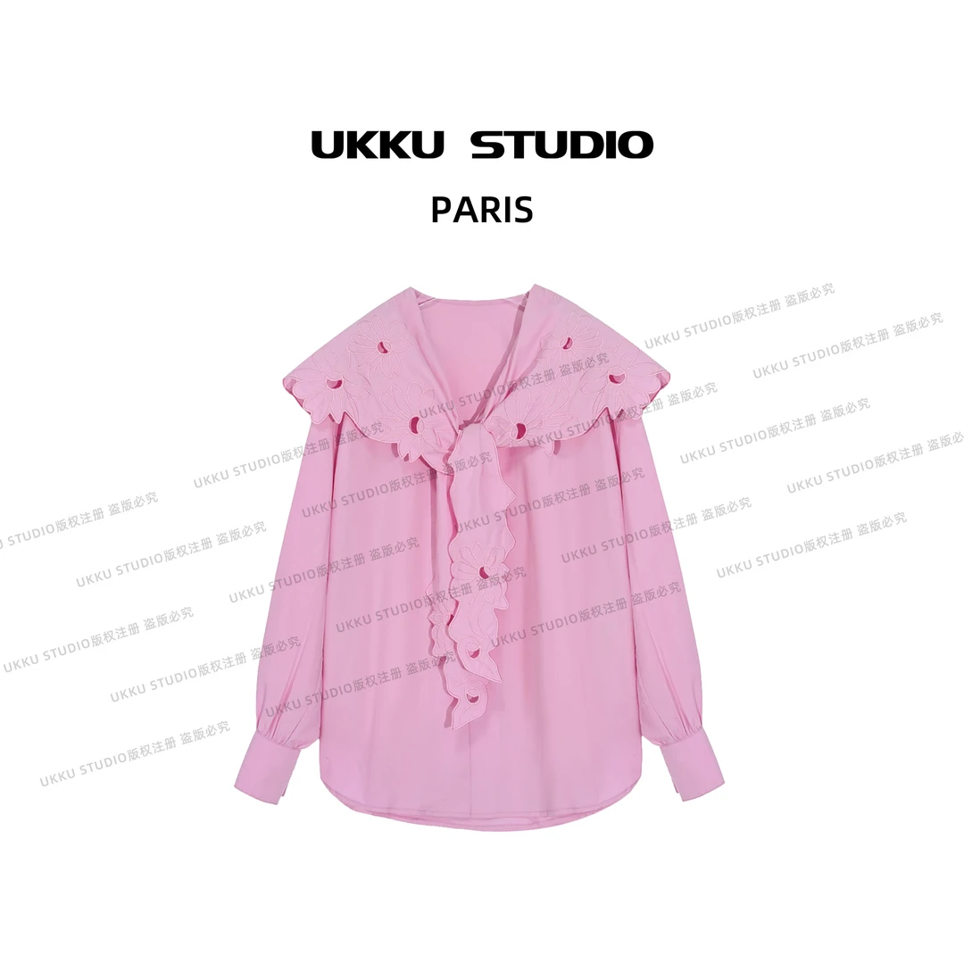 文文【UKKUSTUDIO】百搭减龄气质时尚长袖设计感衬衫313811