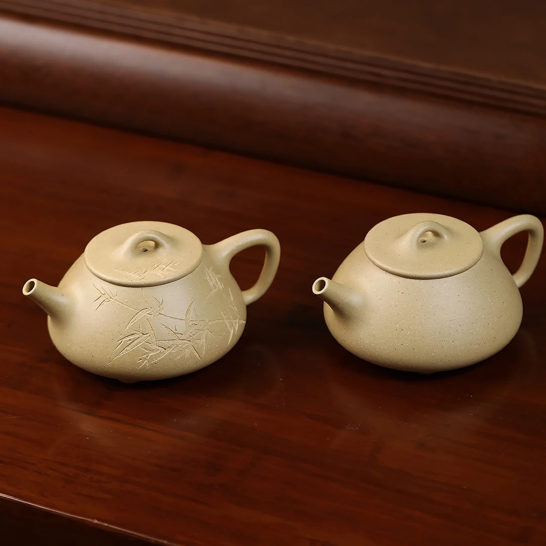 【平盖石瓢】原矿本山墨绿泥180C精工半手宜兴原矿紫砂壶