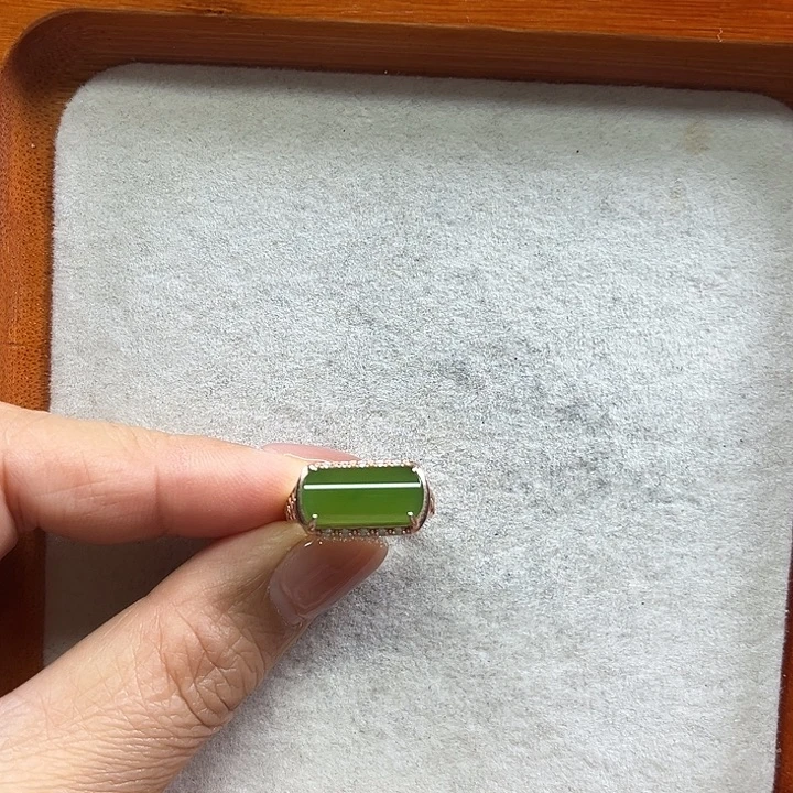 和田玉（碧玉）银S925镶嵌戒指