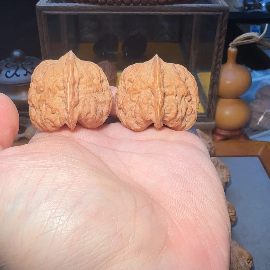 把件文玩核桃42尺寸蟾形平谷凹底