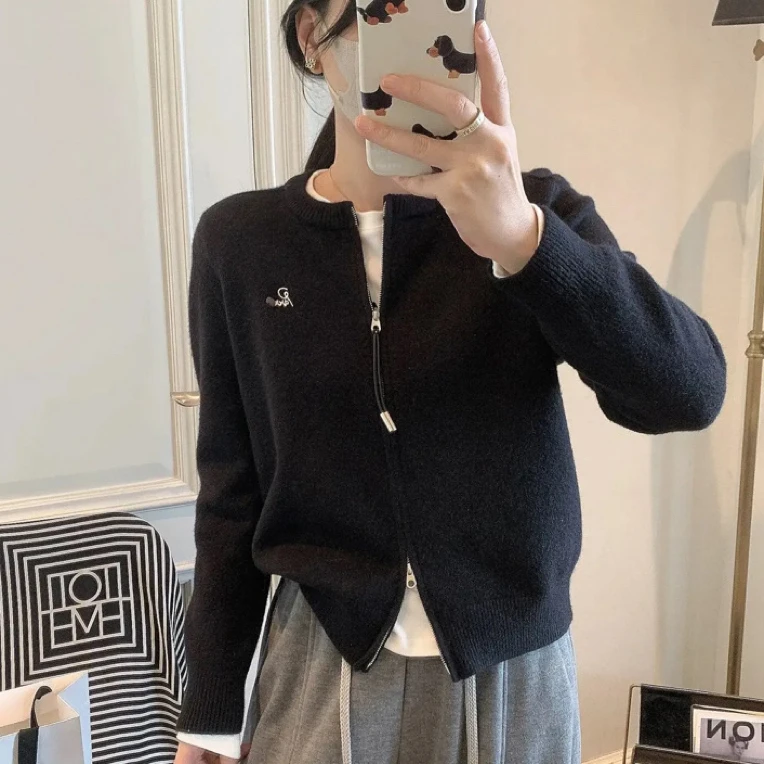 013双拉链圆领加厚针织毛衣女秋冬保暖时尚内搭可外穿