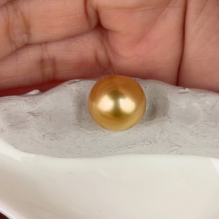 定制海水珍珠未镶嵌裸珠13-14mm金珠一颗