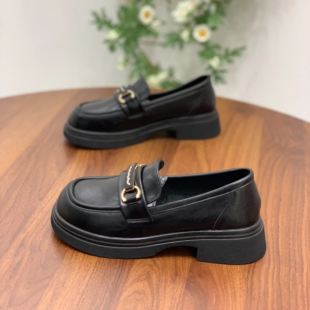 平底小皮鞋女2025新款春秋显脚小百搭单鞋英伦厚底乐福鞋复古JK鞋