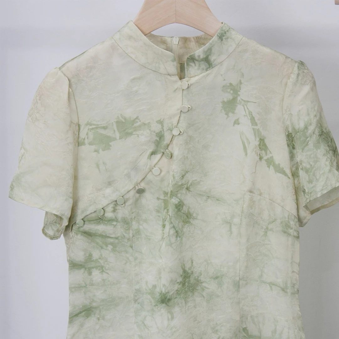 Care zhang 张温柔 自制 新中式 山水青绿 国风上衣 HZ201