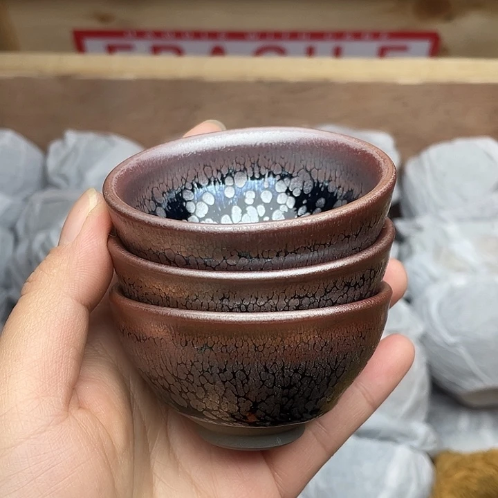 茶盏建窑建盏主人杯三只油滴