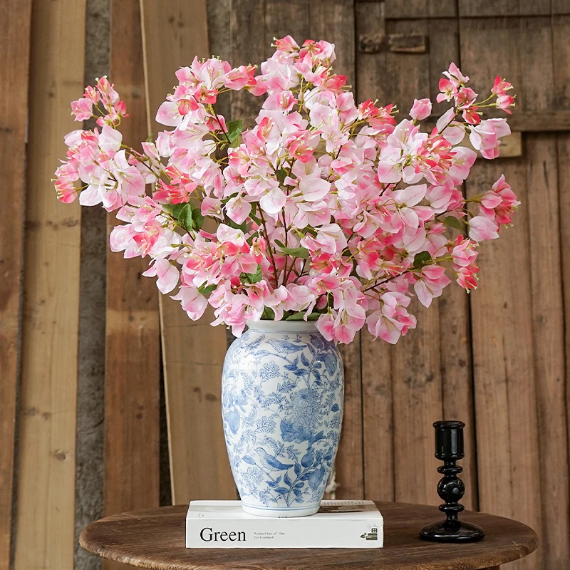 三角梅仿真花家居客厅假花装饰花摆件餐桌塑料花绢花干花插花摆设