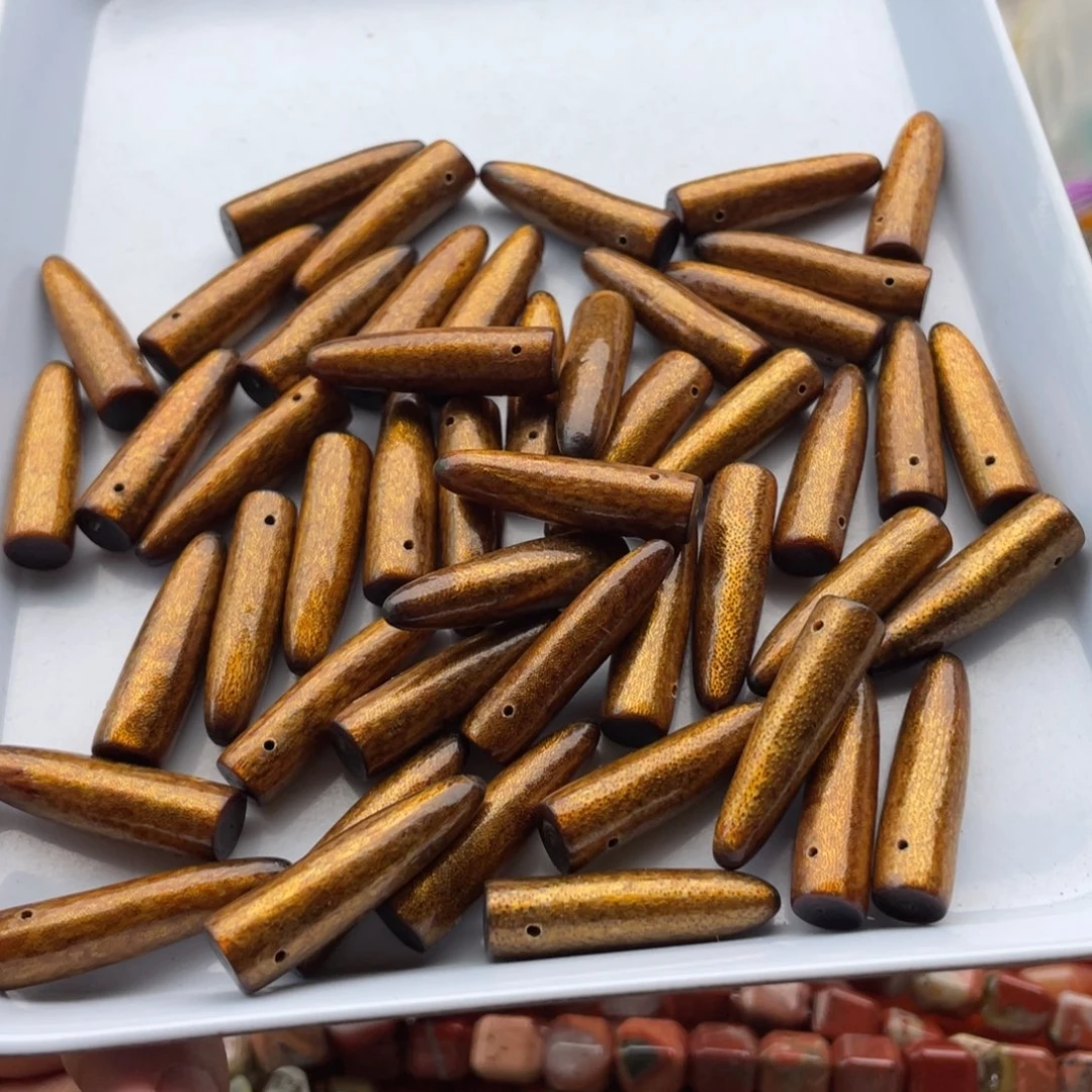 玛瑙/玉髓合金珠宝半成品五个装金柳柳子弹头吊坠8^31mm