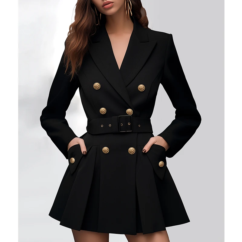 【媛媛女王专享】AUI黑色高级感气质西装外套职业西服-24W045111