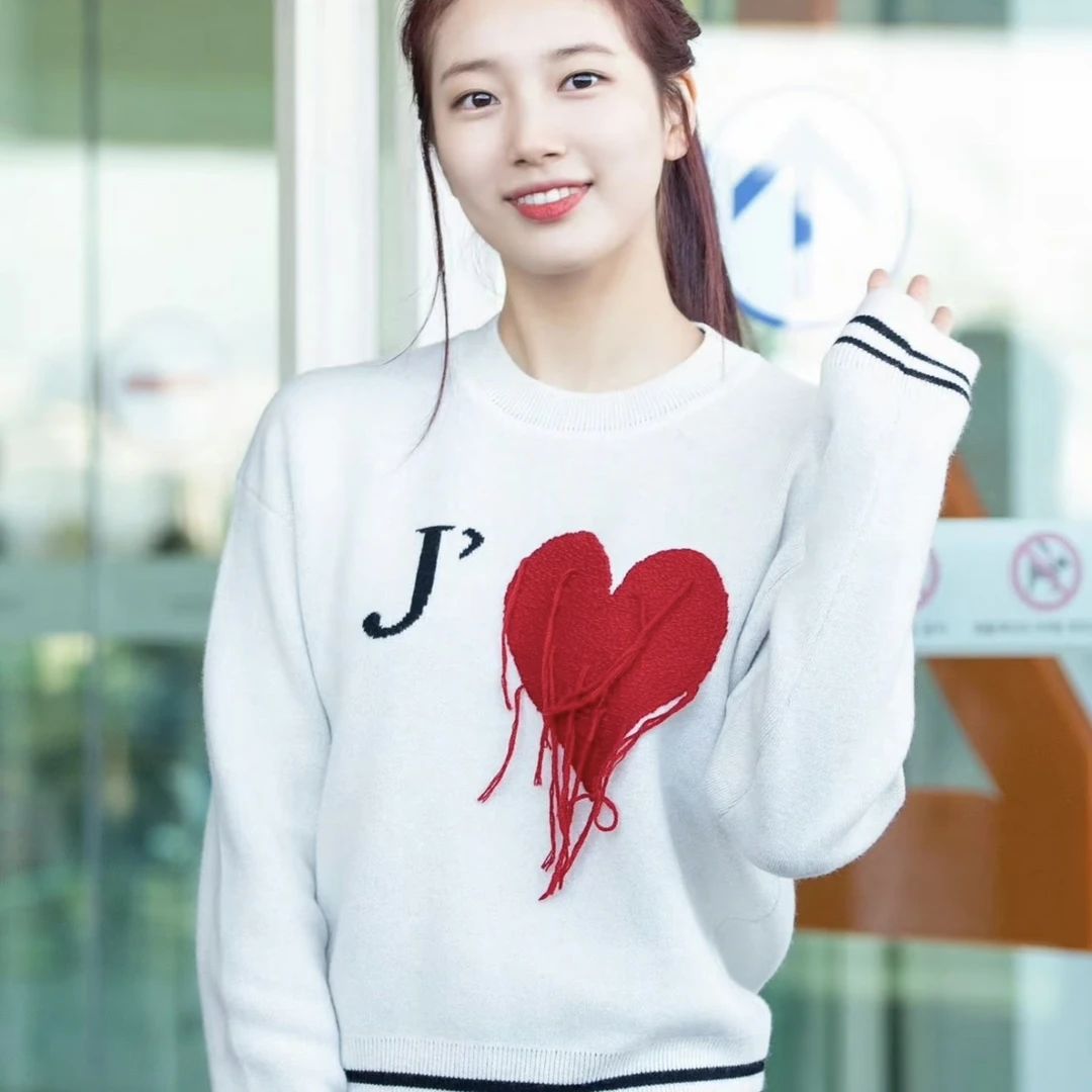 未使用 DIOR/迪奥 圆领爱心针织衫 米色/42