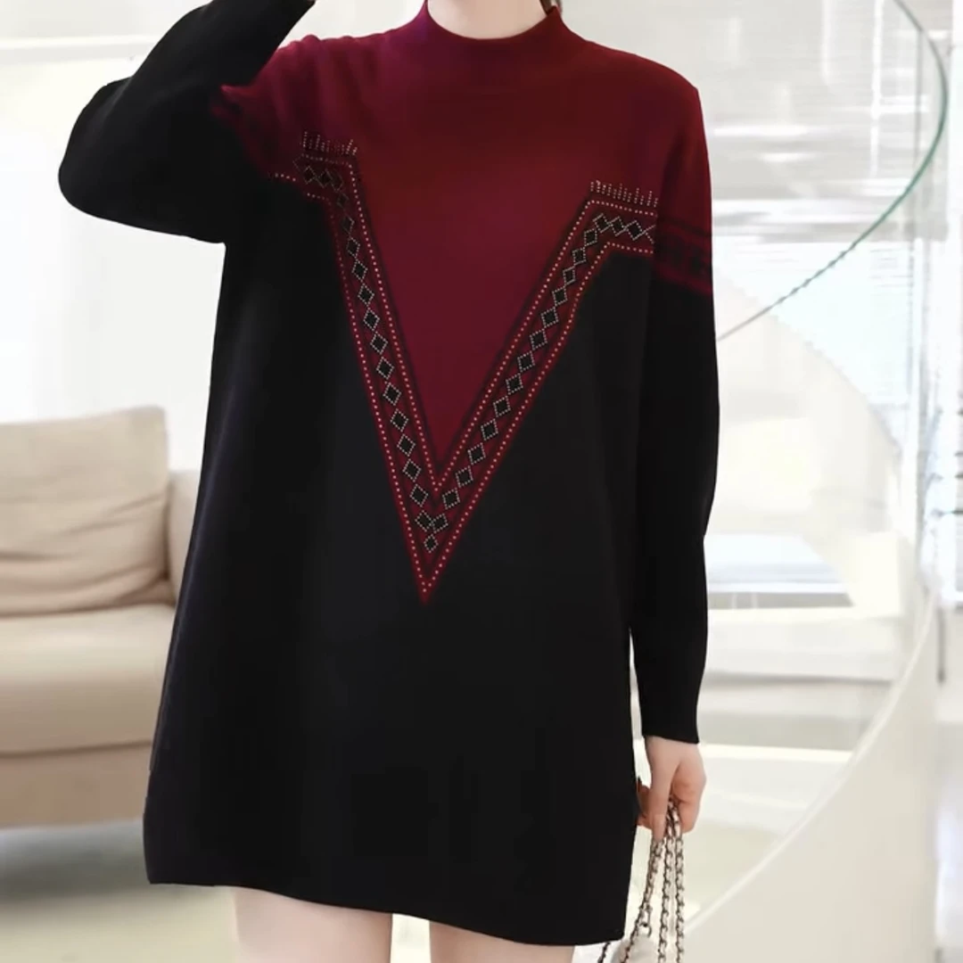 【538】秋冬新款时尚妈妈装洋气减龄连衣裙打底外穿毛衣女连衣裙