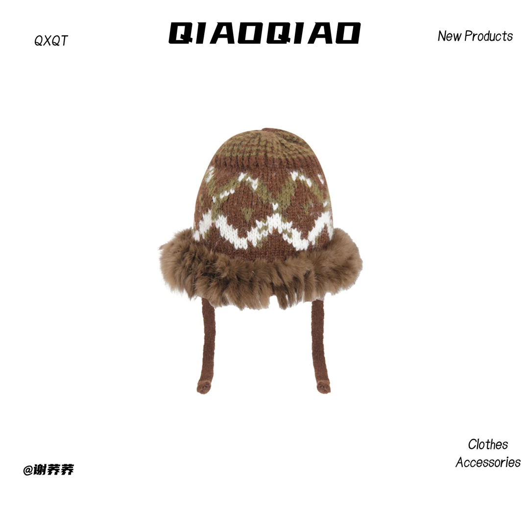 QXQT 理性消费NO退NO换「小乌贼」民族风兔毛毛线帽T101