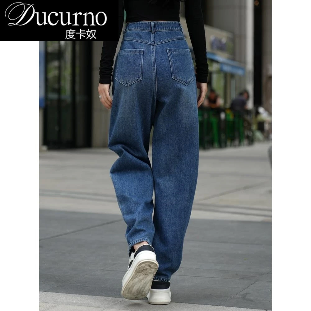 直筒牛仔裤女弯刀裤香蕉裤阔腿裤宽松爆款2026新款秋季显瘦长裤子