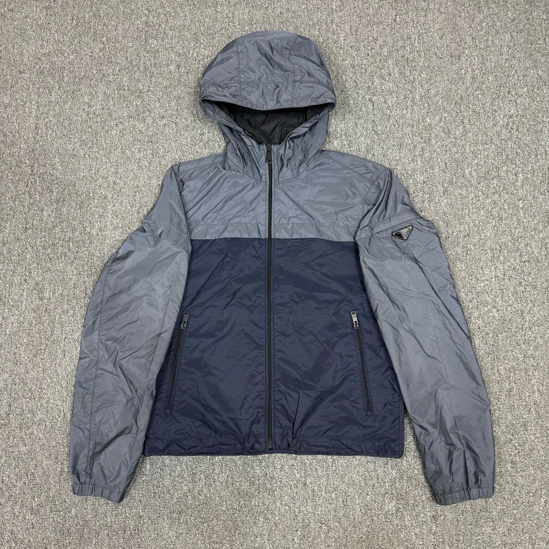 90新 Prada/普拉达 11167160 拼色三角标尼龙夹克外套 46码 瑕疵