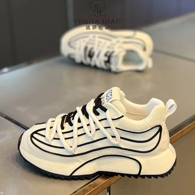 法莎尼亚轻奢时尚休闲厚底老爹鞋男鞋皮面舒适百搭小众潮牌老爹鞋