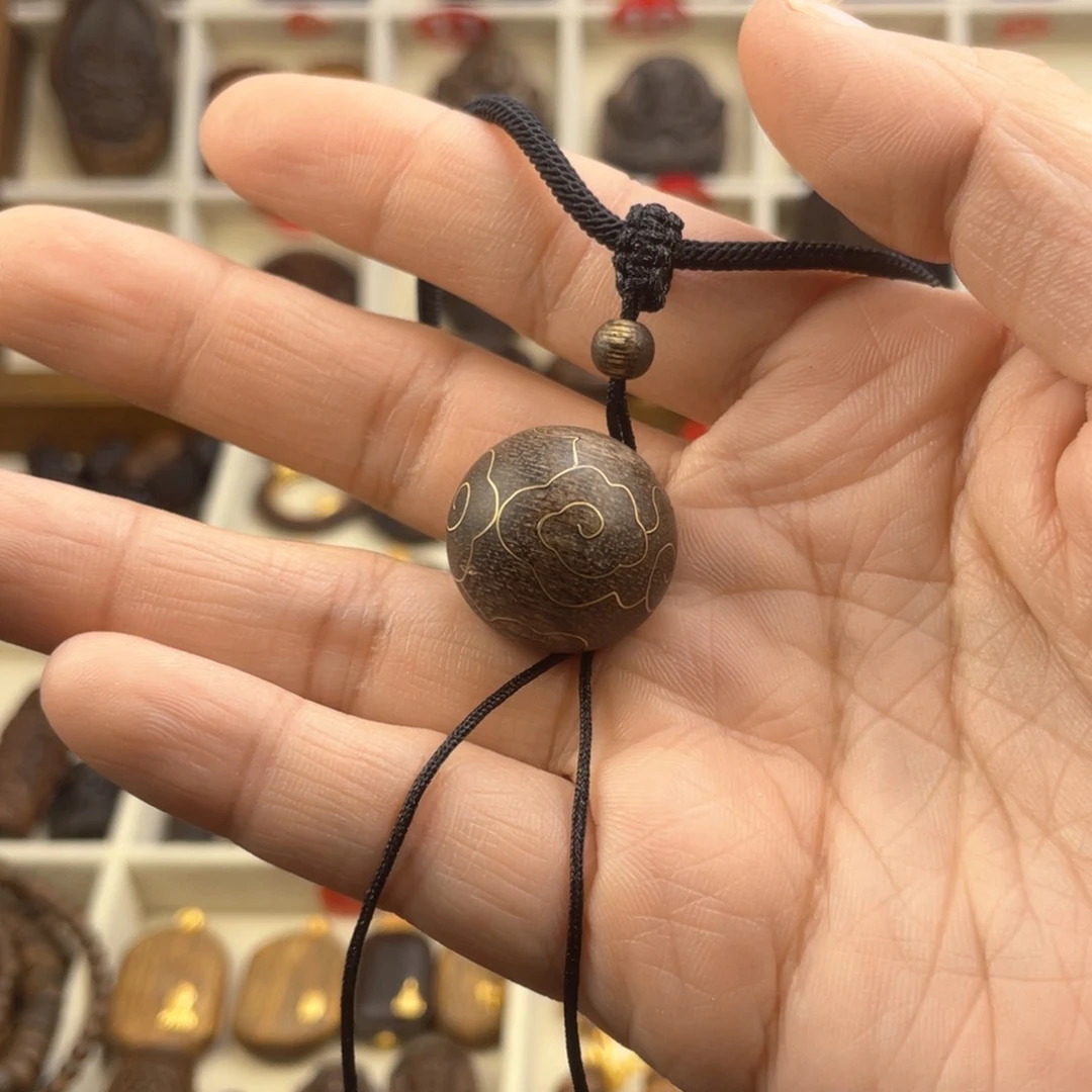 木质类兰单珠2.0脖挂吊坠一套