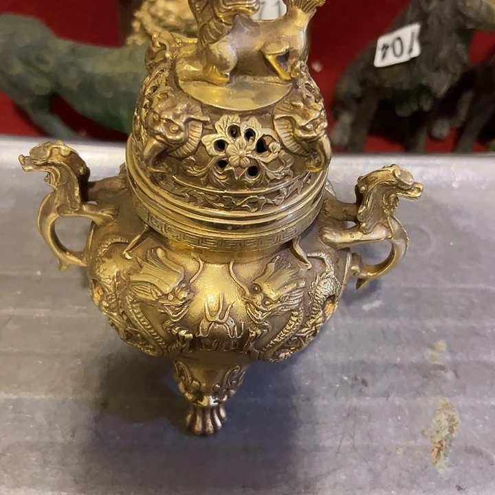 退***步黄铜摆件，文房工艺品摆件